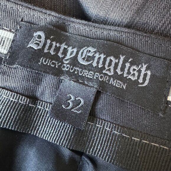 Dirty English Juicy Couture Men 32 Black Metallic Pinstripe Dress Pants Y2K Goth - Picture 5 of 16